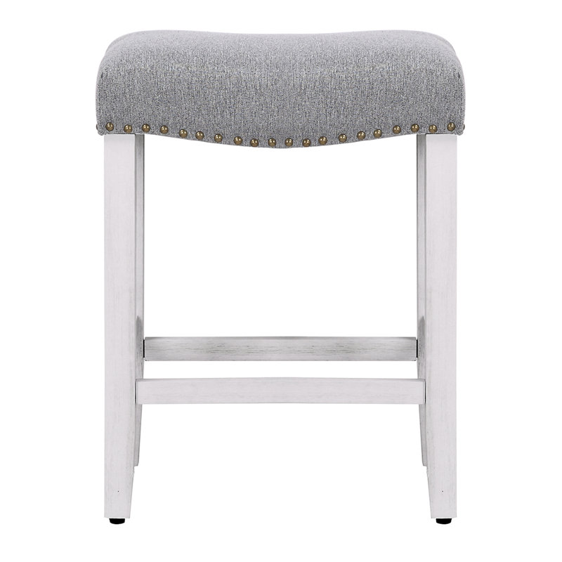 Tabouret de bar et de comptoir Jameson (ensemble de 2), Tabouret de comptoir (siège d’une hauteur de 24, Blanc / gris, 2