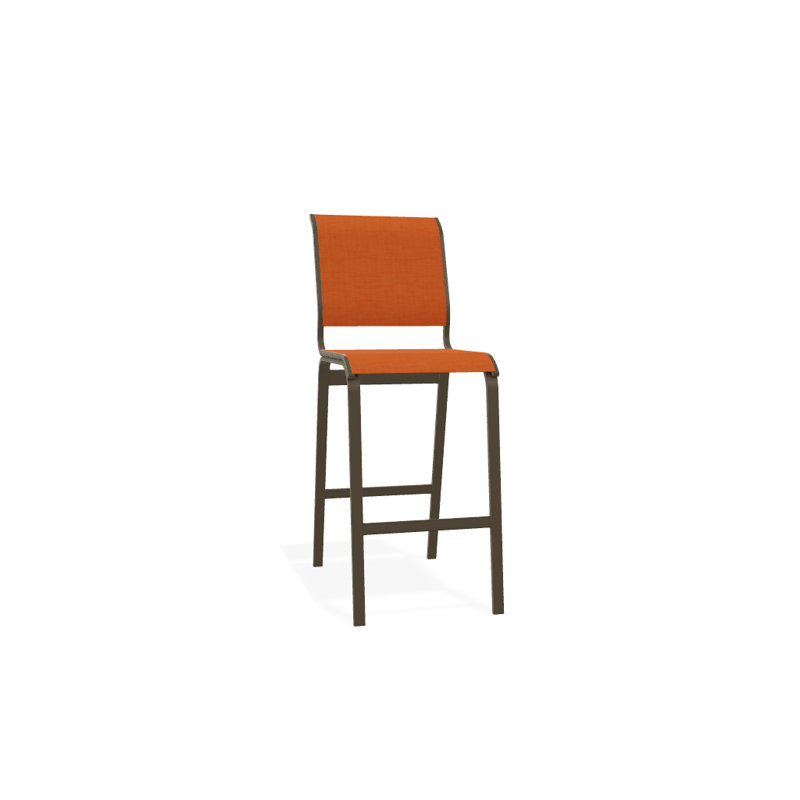 Tabouret de bar 29,5 po Holna, Bois de plage texturé, Toile Sunbrella® tangerine