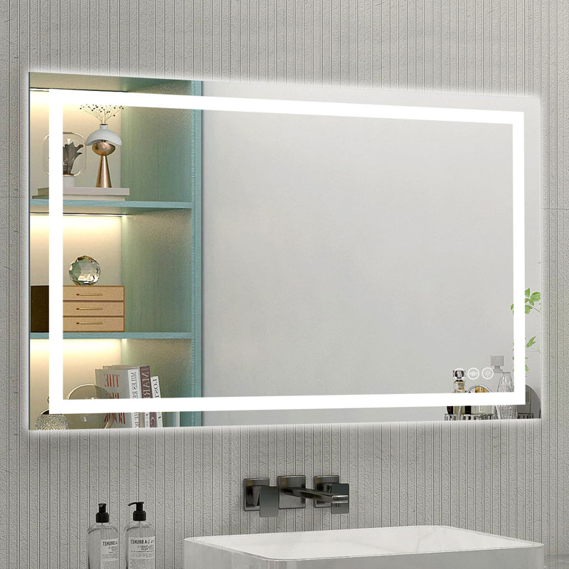 LED Mirror Dimmable Vanity Mirror with Defog, 3-Colour Temperature LED Mirror with Frontlit & Backlit, 30" x 48", Rectangle
