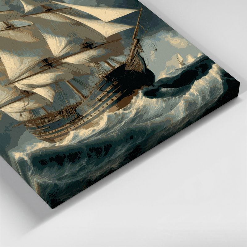 Art nautique sur toile brun, H 20 po x l 30 po