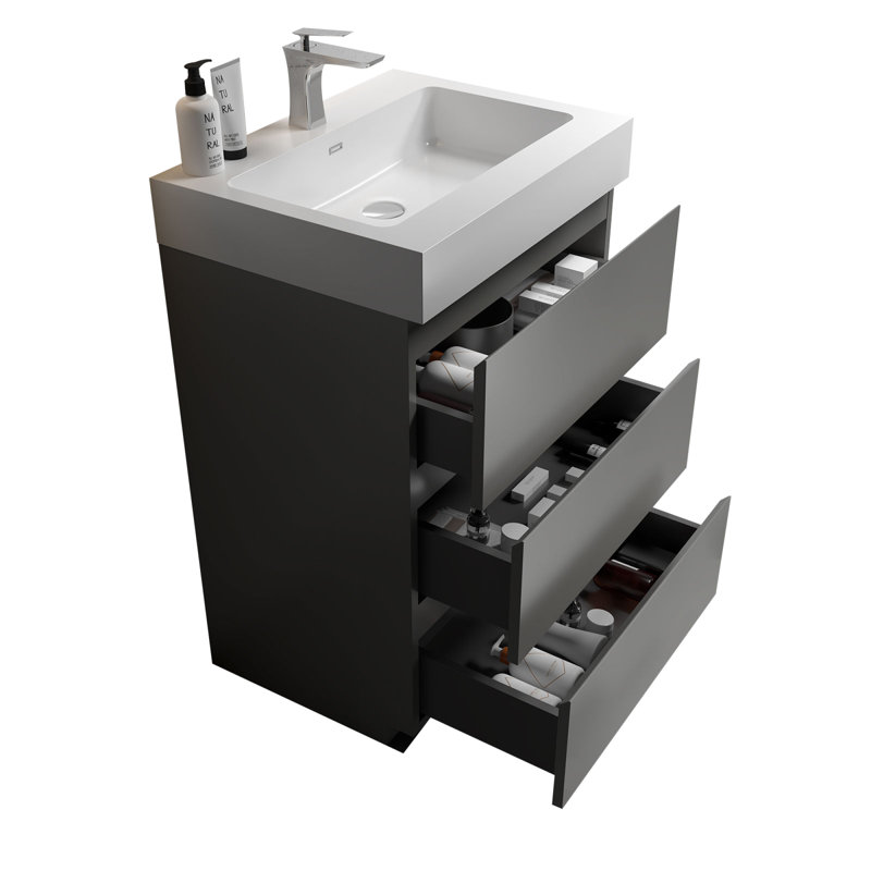 24'' Single Bathroom Vanity with Plastic Top