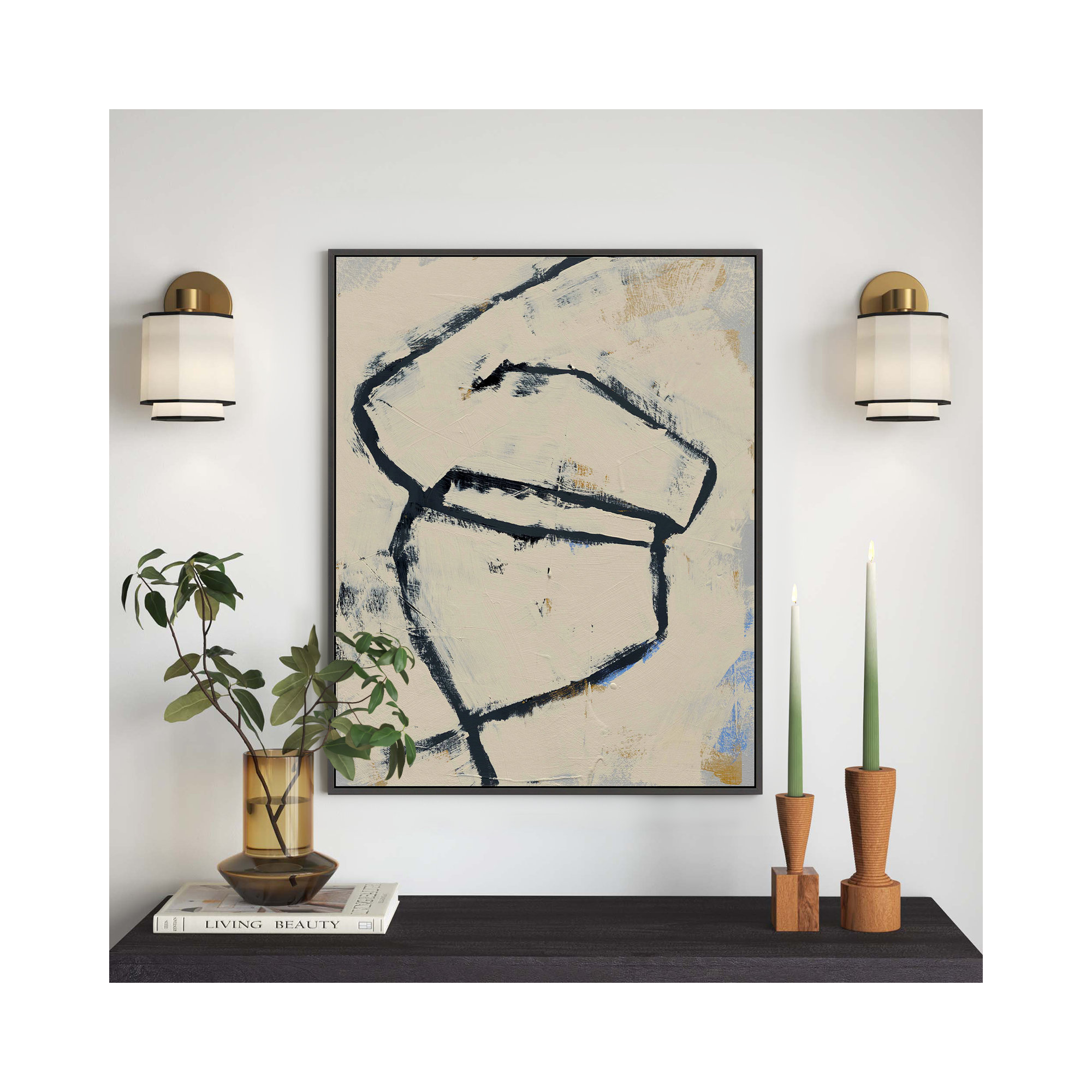 Twisted 2 by Jacques Pilon, Black Framed Canvas, 38" H x 30" W x 1.25" D