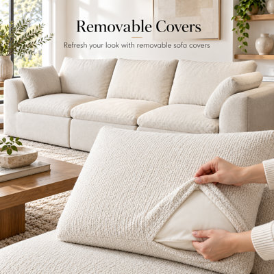 Canapé modulaire 108,3 po sous vide 3 places, canapé modulaire à coussin compressé avec coussin moelleux, housses de salon amovibles