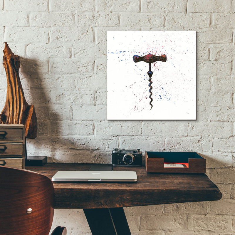 Art mural en verre épique «Wine Splash Corkscrew 1» par Wellington Studio, H 12 po x l 12 po x P 0,13 po