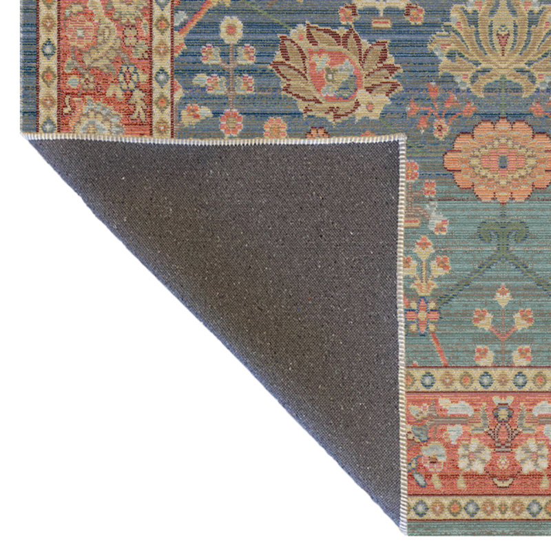 Tapis intérieur / extérieur bleu / beige en polypropylène tissé à la machine 2 pi 7 po x 5 pi Saayan