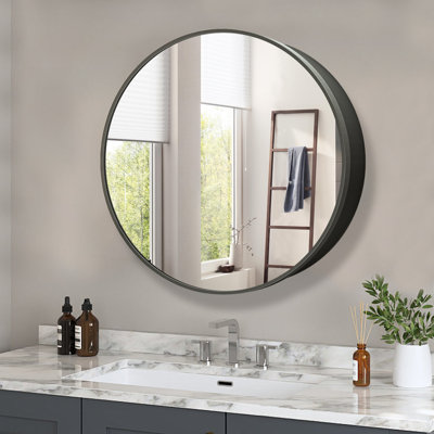 27'' Round Wall Mounted Medicine Cabinet with Shelves