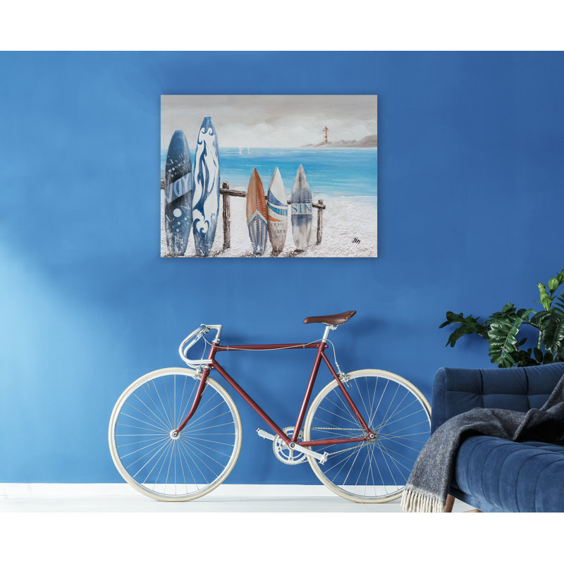 Sur la plage - peinture sur toile tendue, H 36 po x l 48 po x P 1,5 po