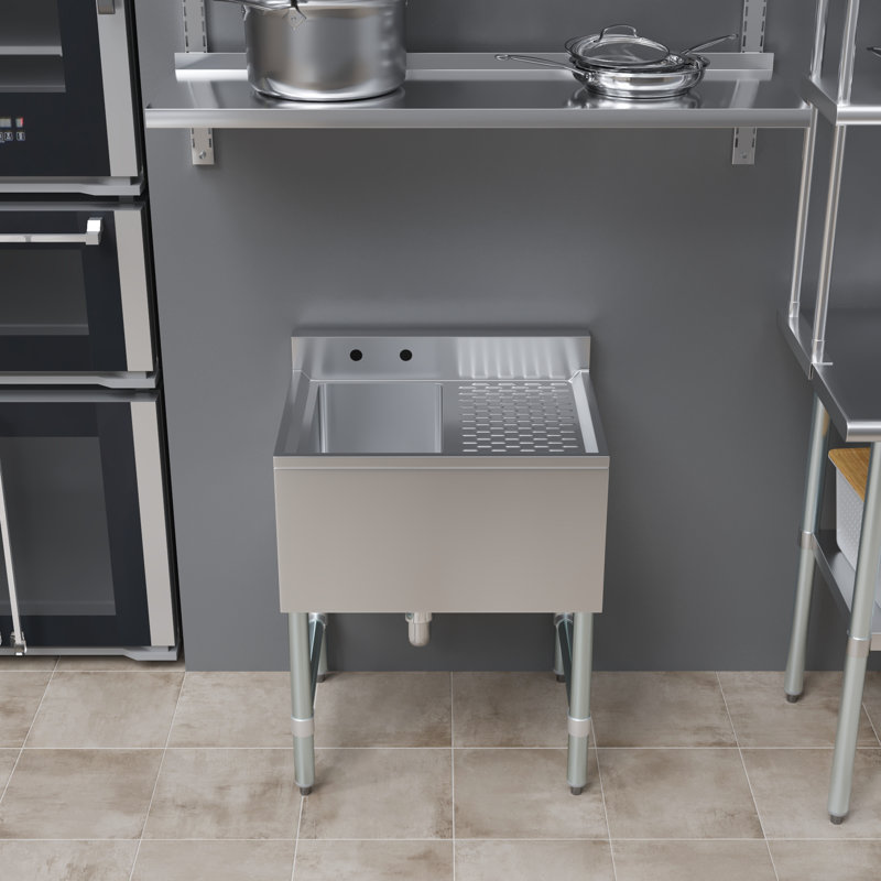 Évier sous le comptoir de 24 po x 19 po à un compartiment avec égouttoir à droite