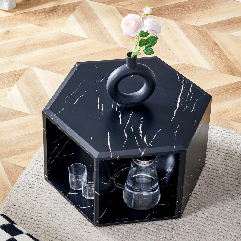 Table basse hexagonale, Noir, noir, noir, noir, H 14 po x l 25 po x P 21,6 po