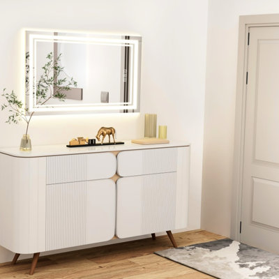 Miroir de salle de bain à DEL 36 po x 28 po, 5 po de hauteur, 3 couleurs à intensité variable, 5 minutes, avant et arrière, Cri90 +, fonction mémoire intégrée 36 po x 28 po pour l'intérieur de la salle de bain