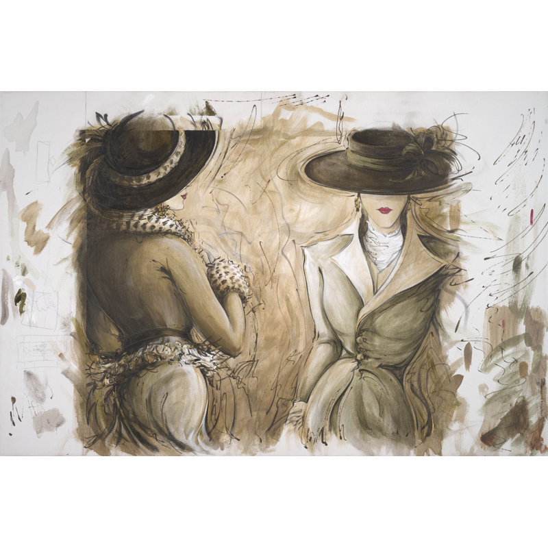 Fashion Sketch Of Two Women - Wrapped Canvas Art Prints, 30cm H x 46cm W x 3.8cm D