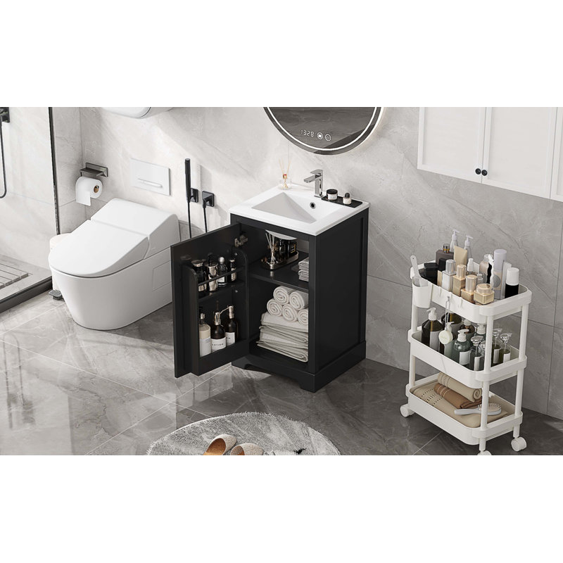 Meuble-lavabo de 20 po avec lavabo, Noir