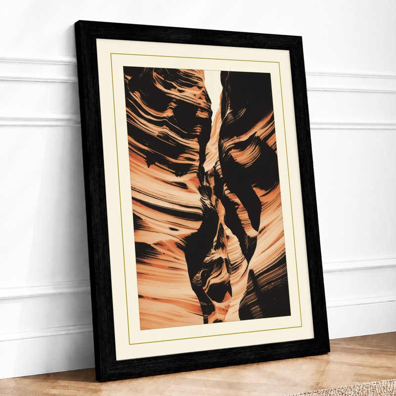 Intertwined Forms Abstract - Framed Print, A2 - 59.4 x 42.0 cm, Black