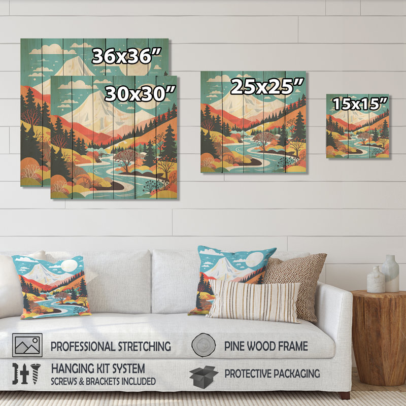 Bright Colorado Winter Peaks I - Fruits On Wood Print, 36" H x 36" W