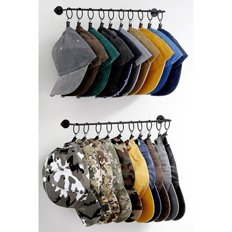 Wall-Mounted Hat Organizer, 20-Cap Baseball Hat Storage Rack