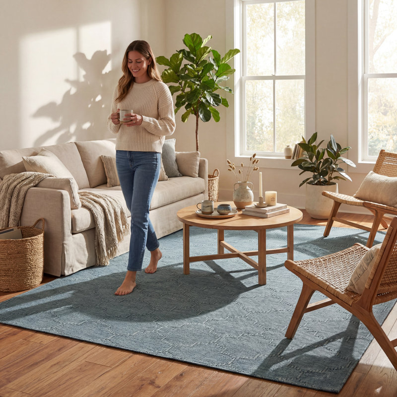  Tapis intérieur / extérieur Elyara, Bleu, Tapis de couloir 2 pi 6 po x 8 pi