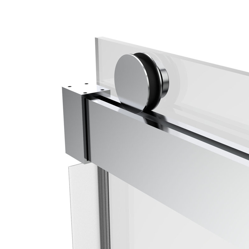76 In. W X 76 In. H Freestanding Double Sliding Frameless Shower Enclosure In Chrome Finish, Chrome