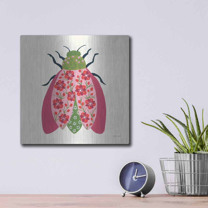 Art mural en métal «Blooming Beetle 2» par Yvette St. Amant, H 12 po x l 12 po