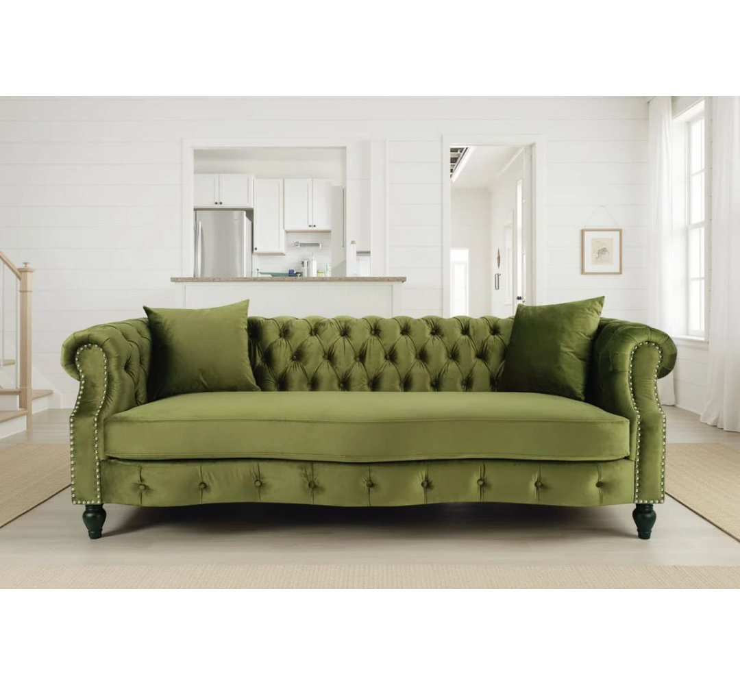Mitchellville 3 Seater Velvet Scroll Arms Sofa