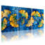 Motif de feuille de ginkgo sur fond bleu craquelé, reproduction d'art sur toile (ensemble de 3)-30421212
