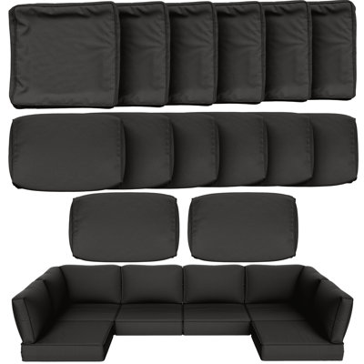 Cartert 14 Pcs Outdoor Cushion Cover Set For 4" Outdoor Cushions Patio Furniture Cushion Covers, Covers Only by Ebern Designs