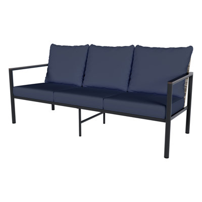  72” Aluminum Outdoor Sofa With Sunbrella Cushions