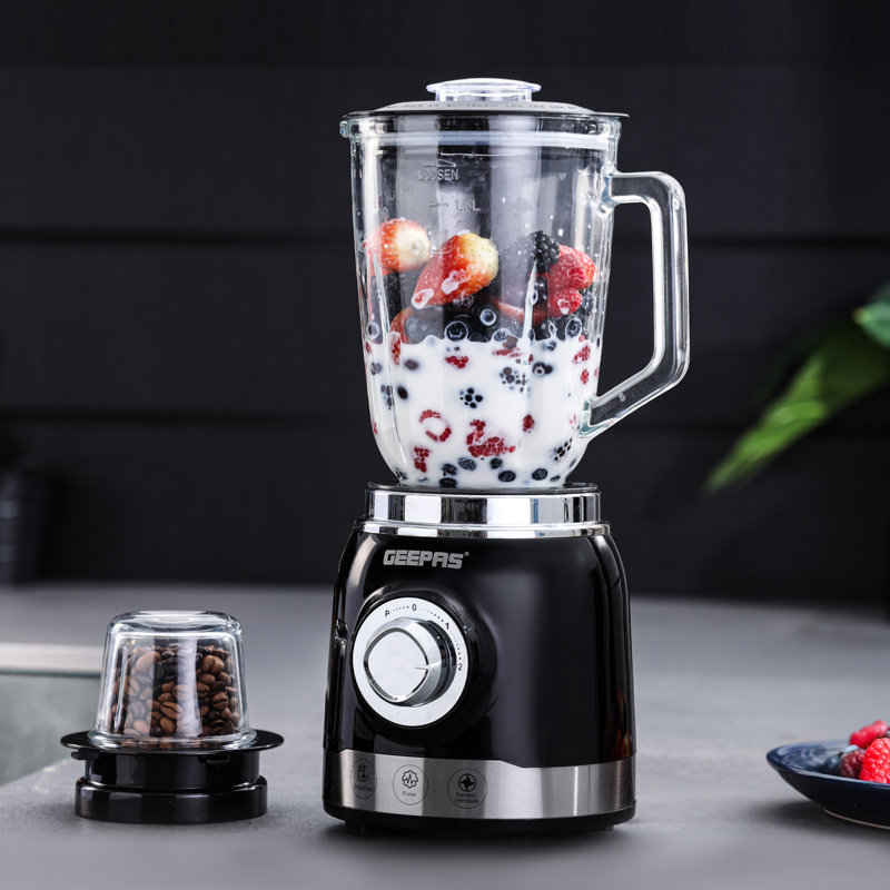 GEEPAS 500W 2 in 1 Food Jug Blender with 1.5L Glass Jar