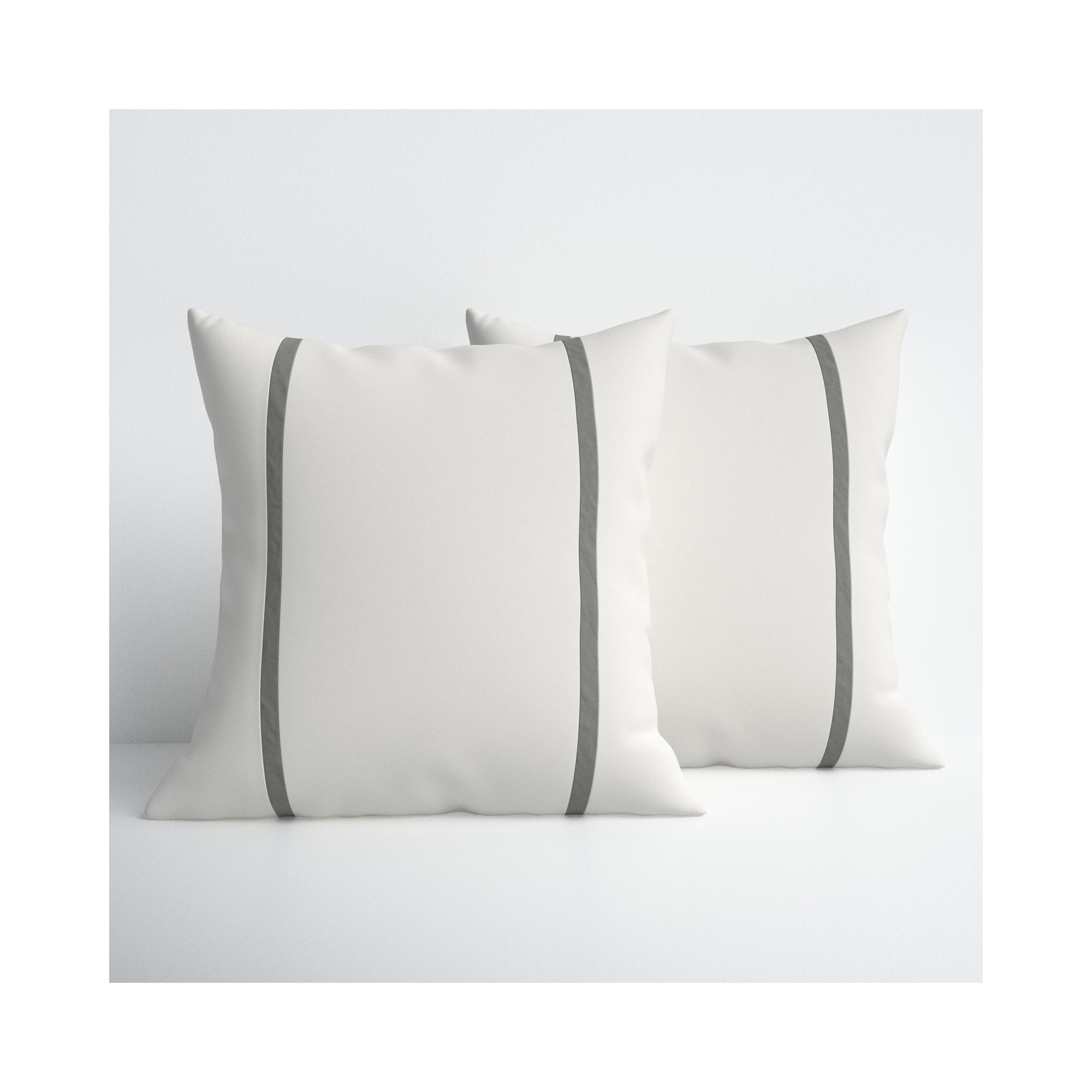 Gatley Striped Sunbrella® Indoor/Outdoor Throw Pillow, Ivory/Gray, 22" x 22"