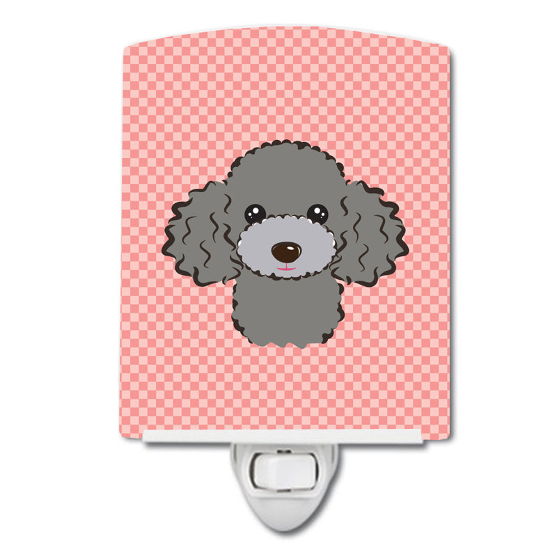 Éclairage de nuit en céramique damier de braque teckel, Rose, Caniche argenté
