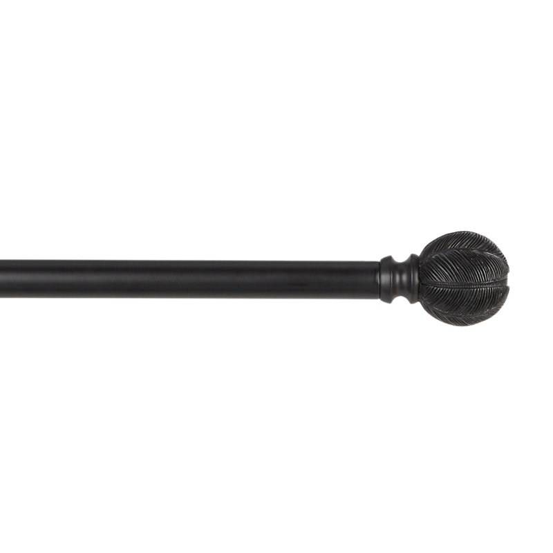 Ensemble de tringle à rideaux et de faîteau de fenêtre 1 "Exclusive Home Acanthus, réglable, Noir mat, 36'' - 72''
