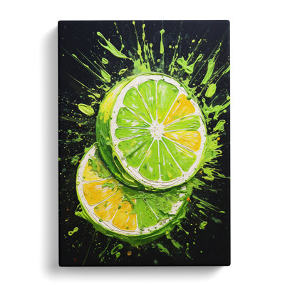 Sliced Lime Action - Wrapped Canvas Print