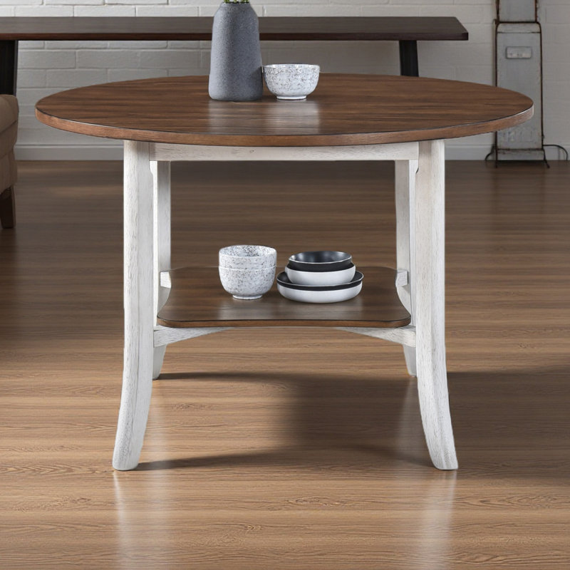 Table de salle à manger 45,7 po avec tablette de rangement, style campagne moderne, hauteur 30 po