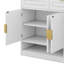 Buffet 59,1 po avec 3 tiroirs et 4 portes, armoire de rangement avec tablette réglable et compartiments ouverts-1699832410