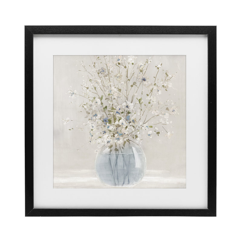 Serene Glass Vase, Cadre noir minuit sous verre, H 16 po x l 16 po