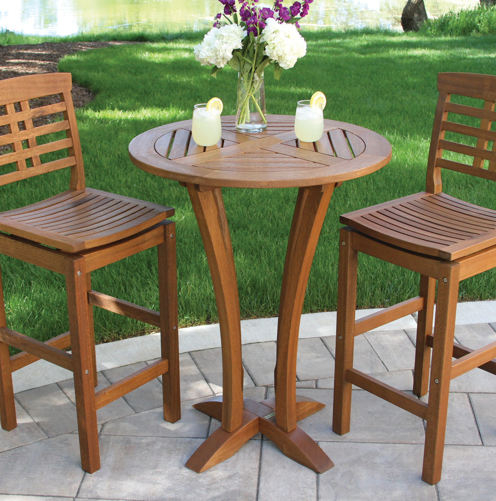30" Eucalyptus Patio Bar Table
