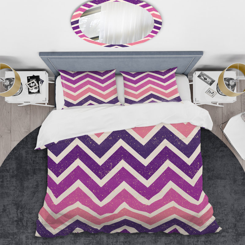 Ensemble de housse de couette en microfibre rose / mauve 2 pièces, Housse de couette grand et 2 taies décoratives