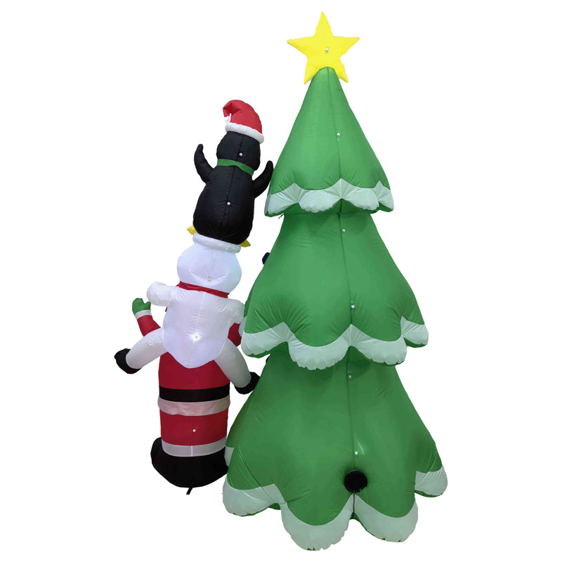 LED Lighted Inflatable Christmas Tree With Santa And Friends Outdoor Decoration - 8.25'