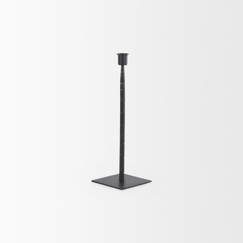 Metal Candlestick, Black, 12'' H x 4.5'' W x 4.5'' D