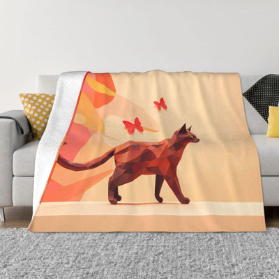Couverture de voyage en laine avec imprimé papillon et chat Convient aux lits Canapés et canapés, 40 po x 50 po