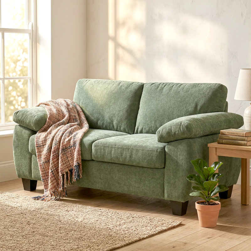 2 Seater Chenille Sofa, Green