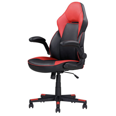 Adjustable Ergonomic Gaming Chair, Faux Leather Upholstered Office Chair W/ 360-Degree Swivel And Tilt Control, Black/Red -  Orren Ellis, 4683AEE3266445BAA944E8ED47E259A9