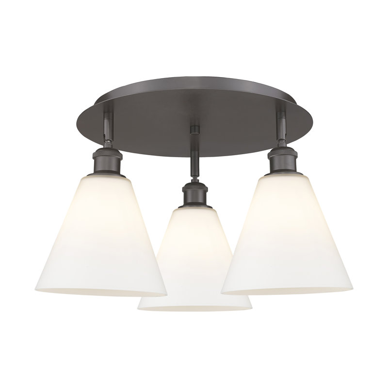 Berek Glass Flush Mount, Matte White, Oil Rubbed Bronze