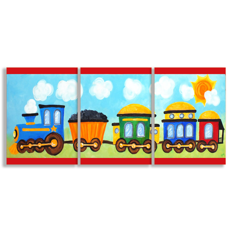 Ensemble de plaques murales 3 pièces Burkett Choo Choo Train In The Sun Triptych