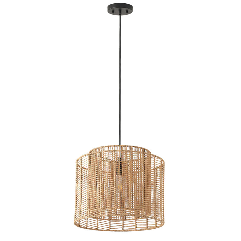 1 luminaire suspendu circulaire en fer réglable avec corde de papier