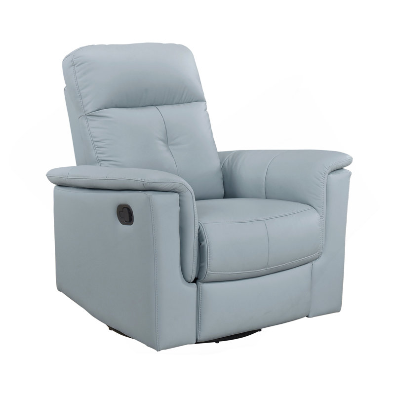 Fauteuil inclinable et pivotant en cuir bleu