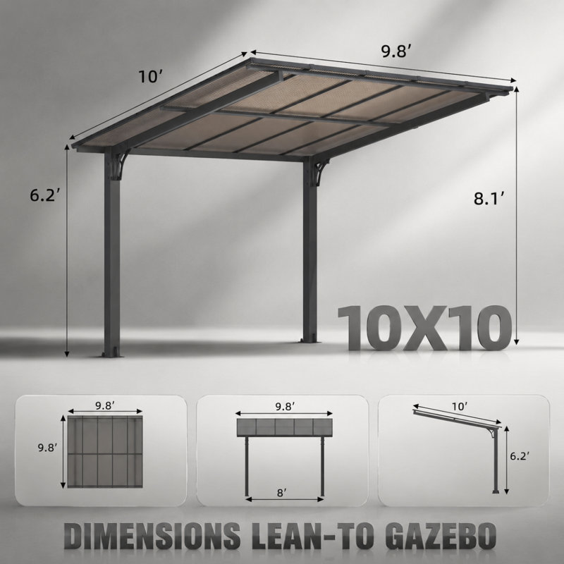Pergola extérieure autoportante pour barbecue, 97.2" H x 117.6" W x 120" D