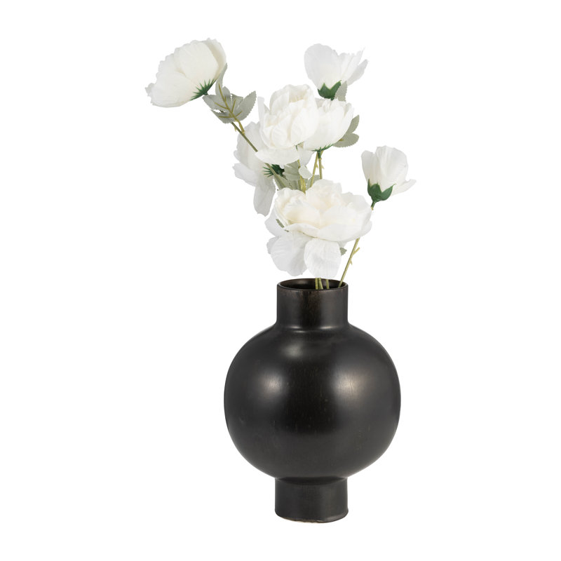 Bronsyn Neutral Round Modern Ceramic Bubble Vase, 11" H x 8" W x 8" D, Gray