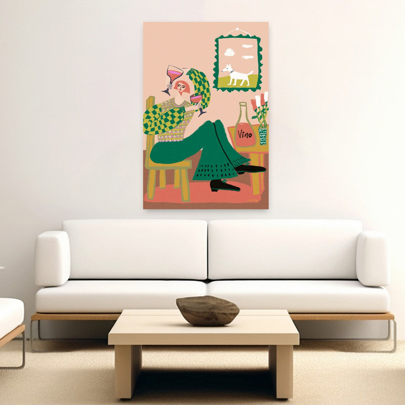 Cozy Evening Wine, art abstrait rétro, rose, rose, fleur, art mural, H 60 po x l 40 po