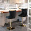 Tabourets de bar pivotants modernes et confortables en velours doré noir, hauteur d'assise réglable de 63,5 à 84 cm, avec dossier, ensemble de 2, pour la maison, un pub ou un îlot de cuisine. Revêtement rembourré, pivotant, hauteur, noir, ensemble de 2.