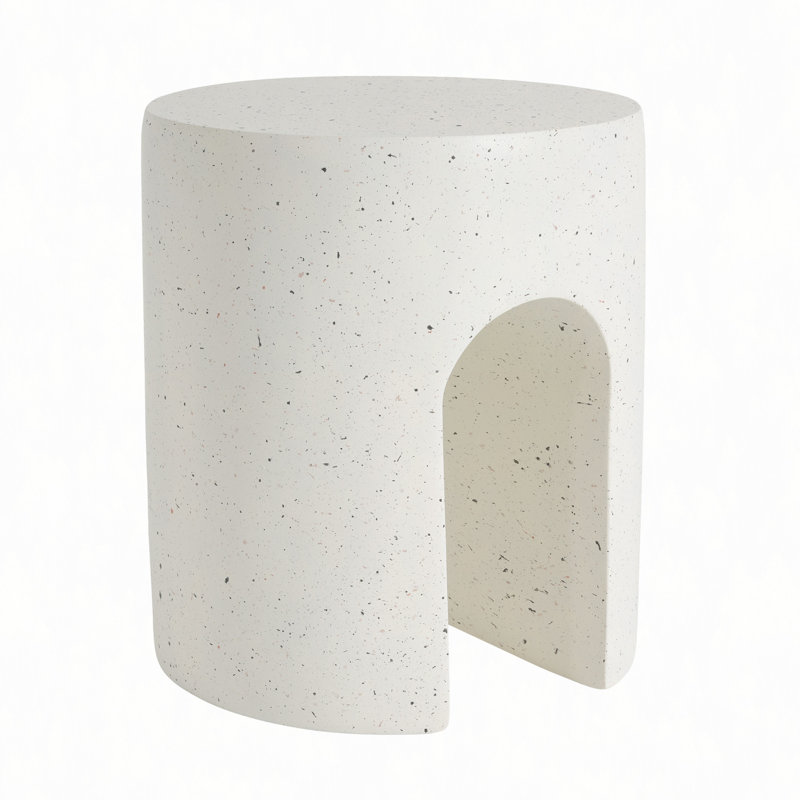 Table d'appoint d'extérieur MGO, table d'appoint Terrazzo en travertin pour patio / cour arrière